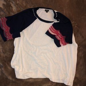 Red, white and blue embroidered tee (4)